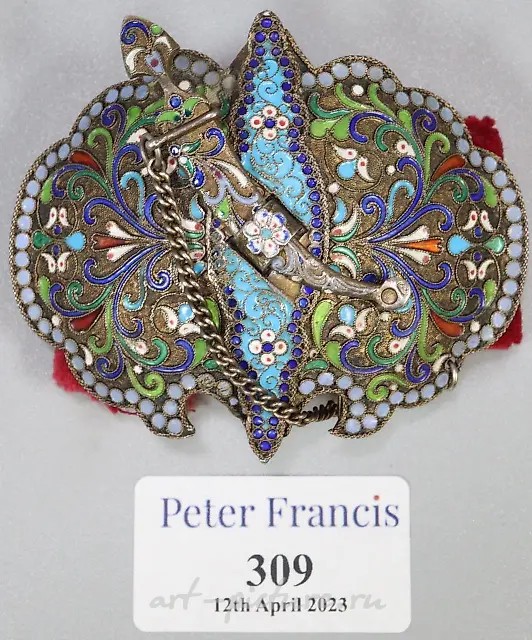 A 19th century Russian silver gilt cloisonné belt.