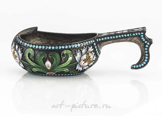 LATE 19TH CENTURY IMPERIAL RUSSIAN CLOISONNE ENAMEL SILVER B...