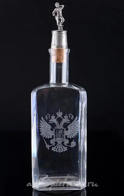 Russian 84 zolotniki silver carafe with double-headed eagle,...