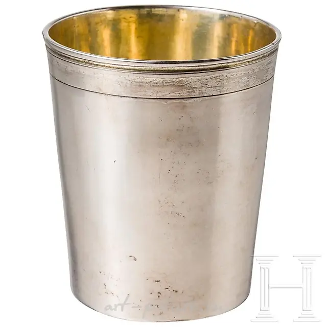 A partially gilt Prussian silver beaker, Stettin, Johann Fri...