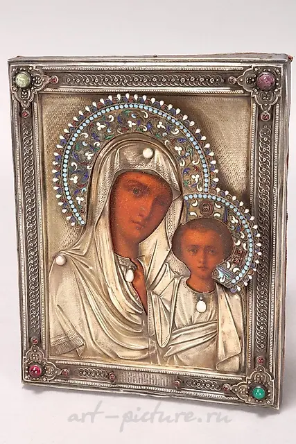 19th Century Russian Icon and Silver Oklad