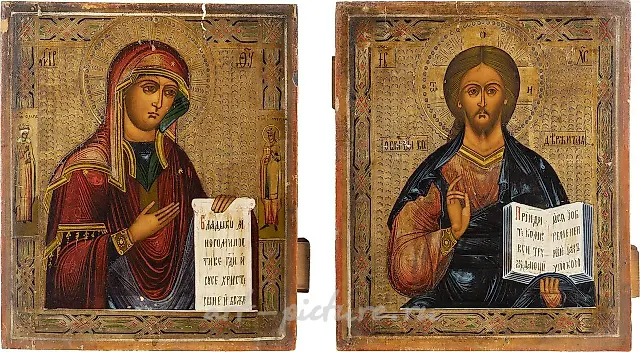 ДВЕ ИКОНЫ ИЗ ДЕИСИДА: ХРИСТОС ПАНТОКРАТОР И БОГОРОДИЦА