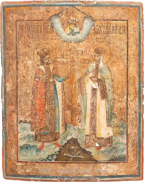 Икона святых Константина и Елены. Россия, около