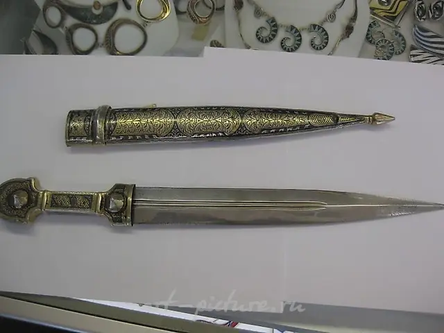 Russian Nielloed silver Caucasian 36 cm- dagger Urtaev with ...
