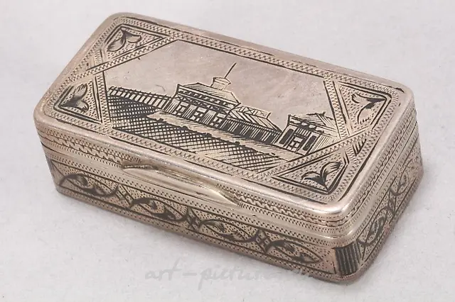 19th Century Russian Silver and Niello Snuff Box