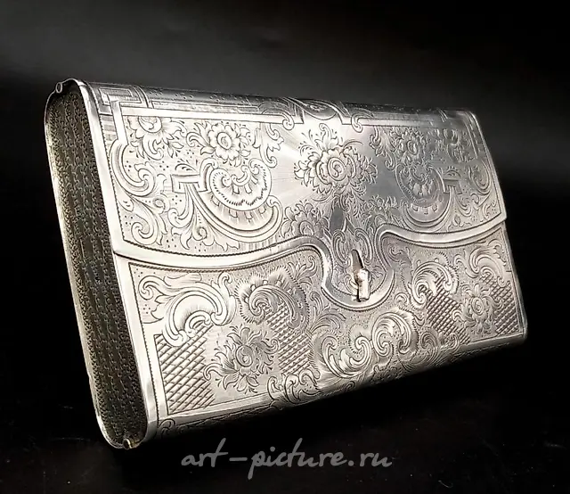 A Russian silver cheroot case, Andrey Kovalsky, Moscow 1855.
