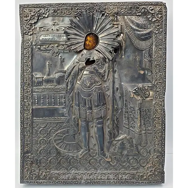 Русская серебряная икона XIX века, около 1865 года