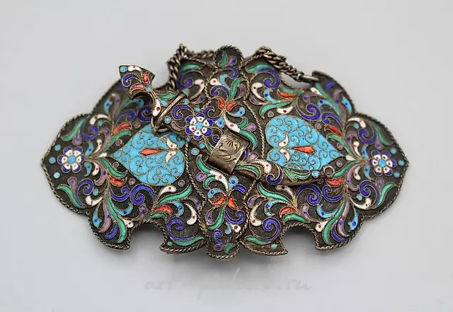 A late 19th century Russian silver and enamel Kovsh, marks r...