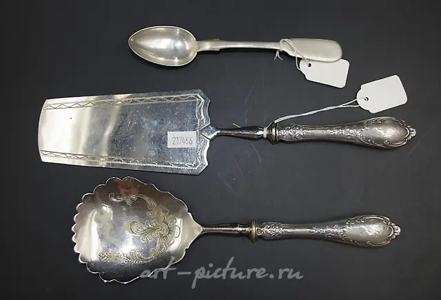 Two different early Russian silver serving spoons
