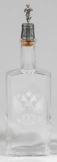 Vodka bottle with figurative shot glass