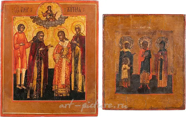 TWO ICONS SHOWING SELECTED SAINTS Russian, 18th/19th century