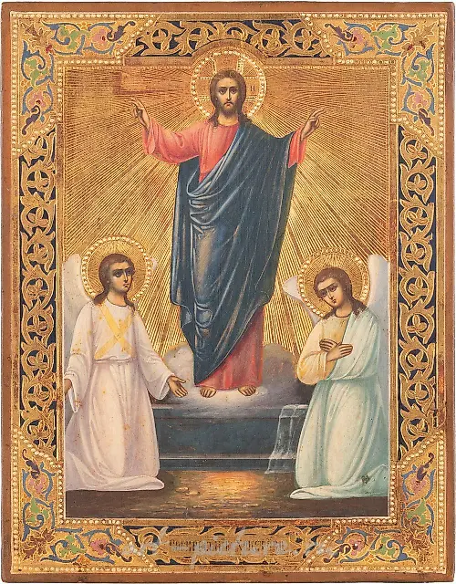 Икона с изображением Воскресения Христа, подписанная, Россия