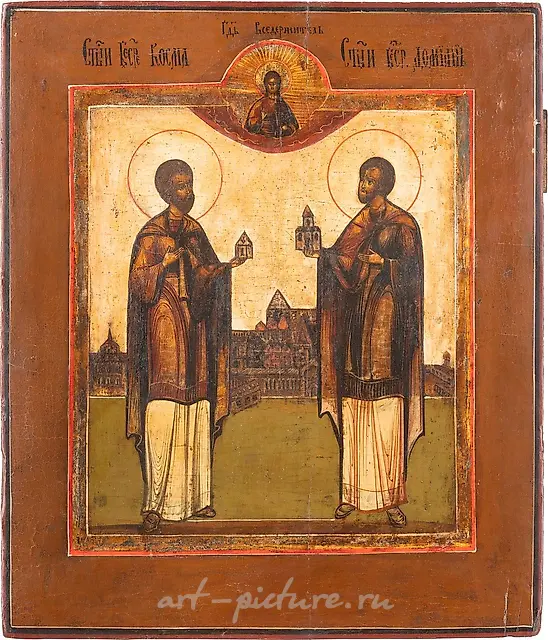 AN ICON SHOWING ST. COSMAS AND DAMIAN Russian, 19th century
