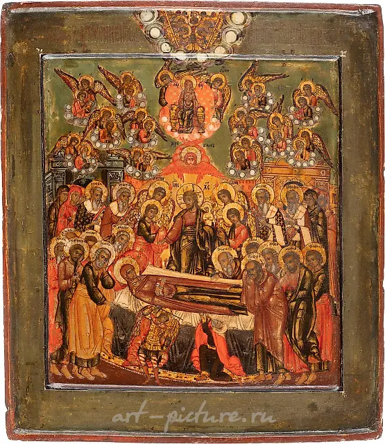 A FINE ICON SHOWING THE DORMITION OF THE MOTHER OF GOD Russian