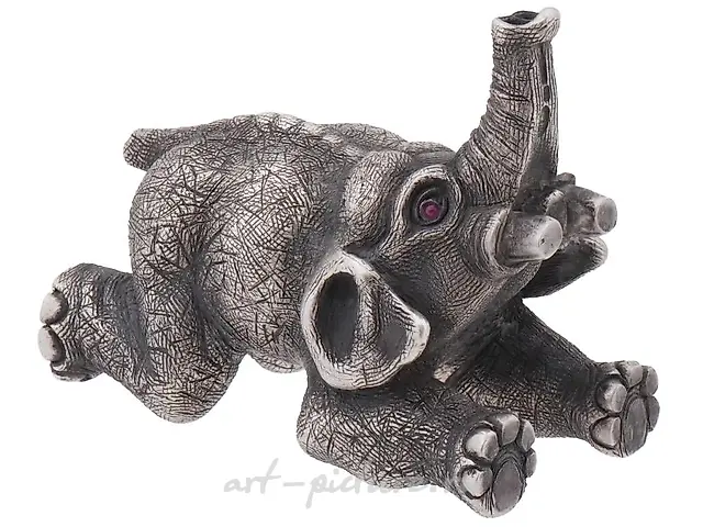 RUSSIAN 84 SILVER FIGURE OF HIPPO WITH RUBY EYES