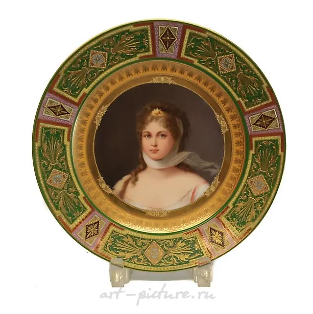 Фарфоровая кабинетная тарелка "Королева Луиза"  Royal Vienna XIX века