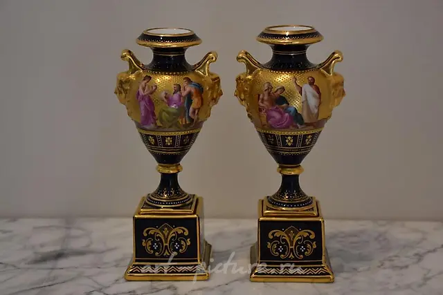Кабинетные вазы Royal Vienna с ручной росписью и позолотой