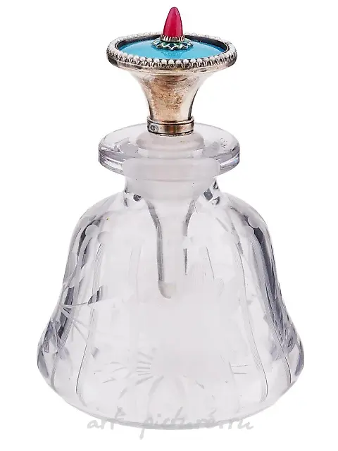 RUSSIAN 88 GILT SILVER ENAMEL PERFUME BOTTLE