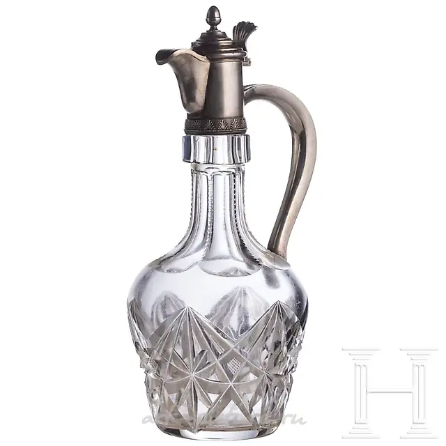 A Russian glass vase with silver-gilt mounting, Moscow, 1908