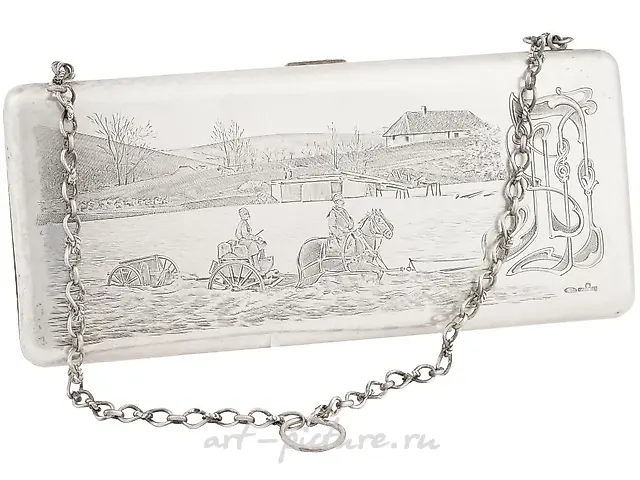 IMPERIAL RUSSIAN SILVER ENGRAVED CLUTCH PURSE
