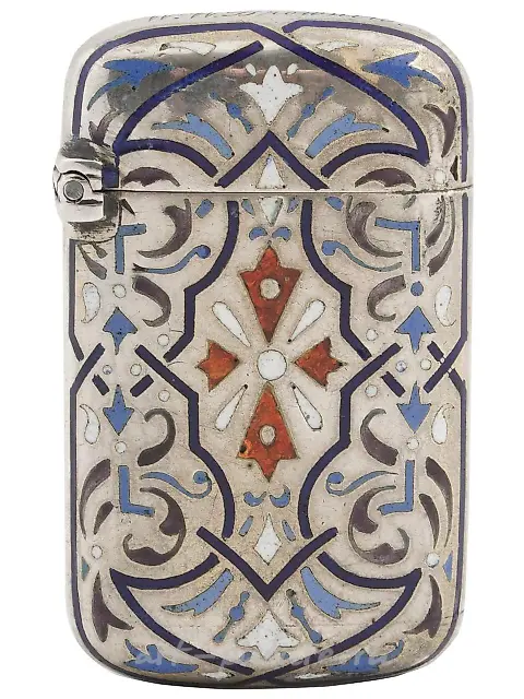 IMPERIAL RUSSIAN SILVER ENAMEL MATCH HOLDER SAFE