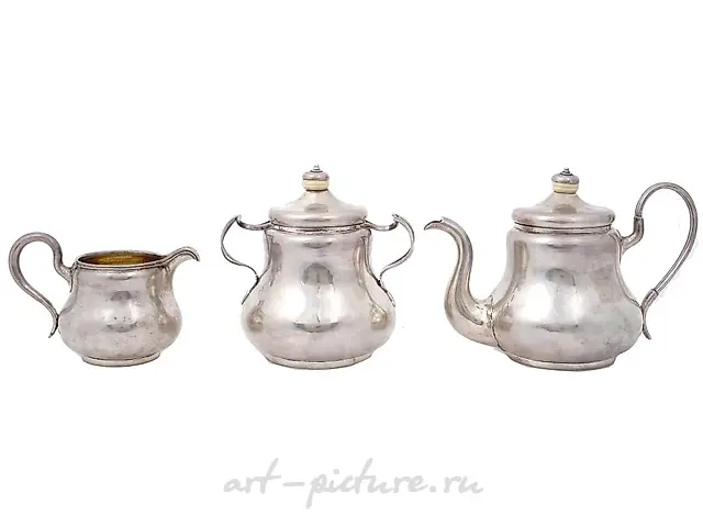 ANTIQUE RUSSIAN SILVER TEA SET BY GUBKIN, 1856