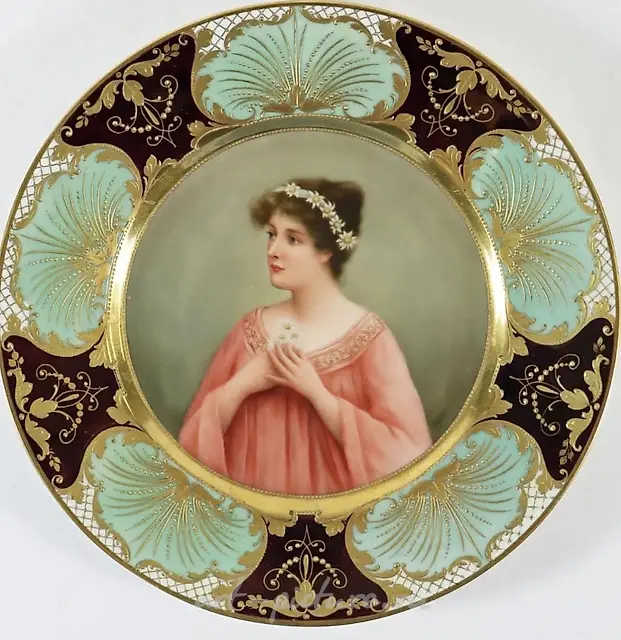 ROYAL VIENNA PORTRAIT PLATE SIGNED WAGNER