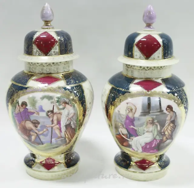 Royal Vienna Porcelain Lidded Portrait Urn