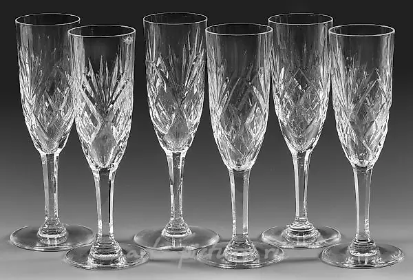 Sentence of six Saint-Louis Champagne flutes "Chantilly"