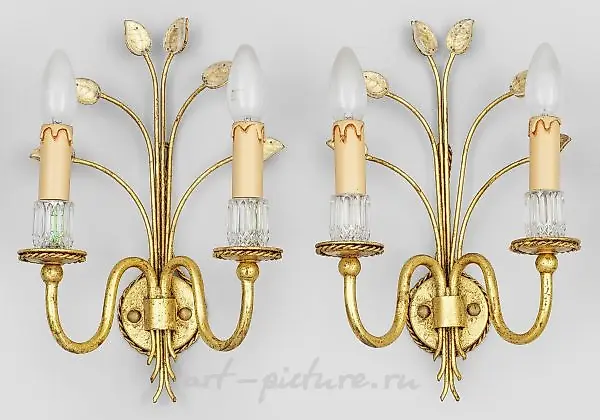 Small ceiling chandelier and pair of wall appliques