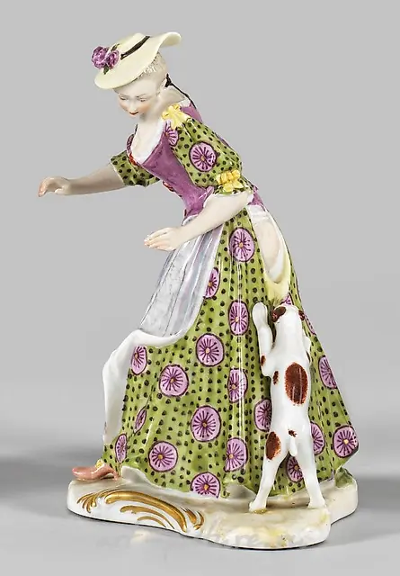 Group of Figures "Lady Attacked by Little Dogs"