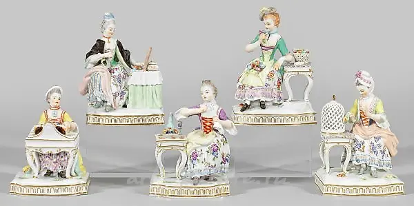 Complete allegorical figure series of the "Five Senses"