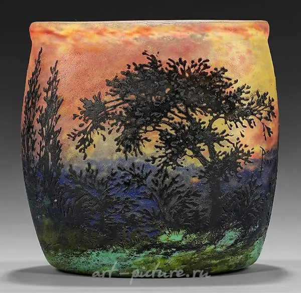 Art Nouveau - Decorative Vase with Landscape Decoration