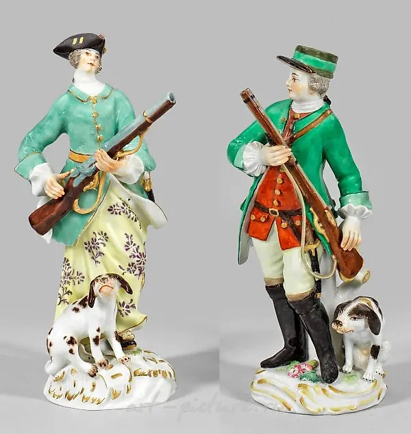 A pair of hunter figures