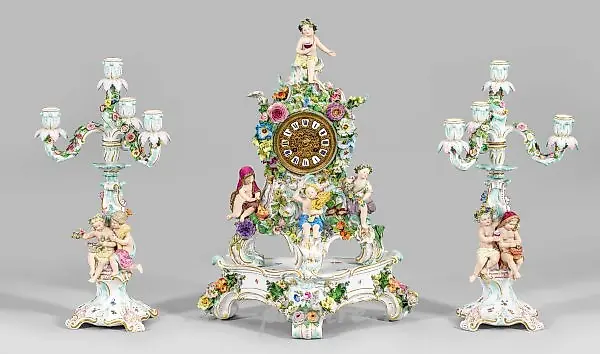 Великолепный ансамбль с аллегориями четырех времен года из Мейсенской фабрики