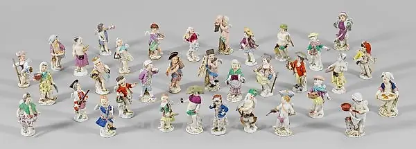 Collection of Meissen Amorettos from the series "Disguised Amorettos" by Michel Victor Acier.