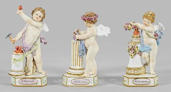 Фарфоровые фигурки амура с сердцами из серии "Дети-устройства"
