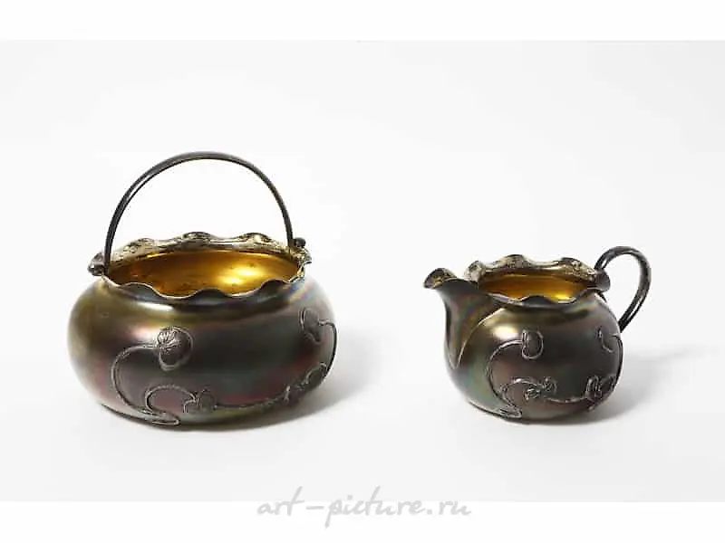 Серебряные сахарница и молочник. Россия, 1899-1908 гг.