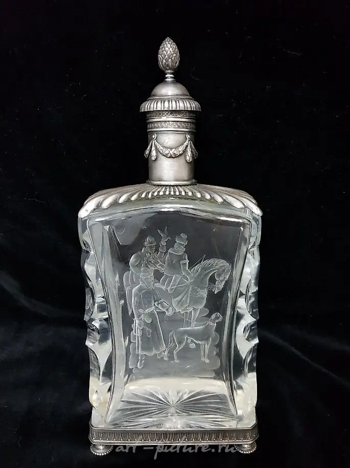 "Silver decanter by Alexander Aniskin 'Royal Hunt'"