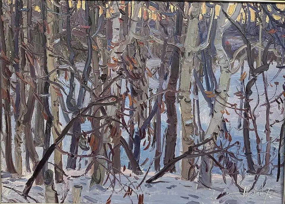 The translation of "Зимний лес" into English is "Winter forest."