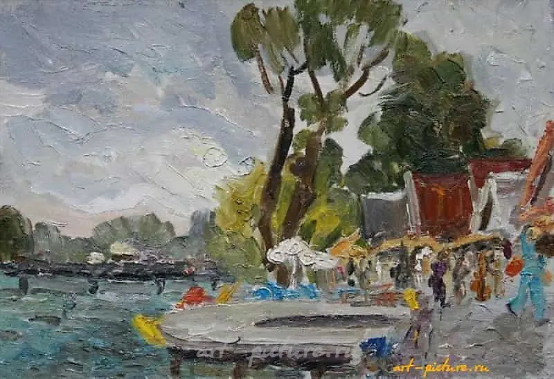 Тракай. Базарные лавки. Литва. Картон, масло. 20 х 30 см.