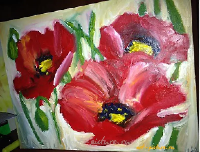 "Poppy oil, canvas"