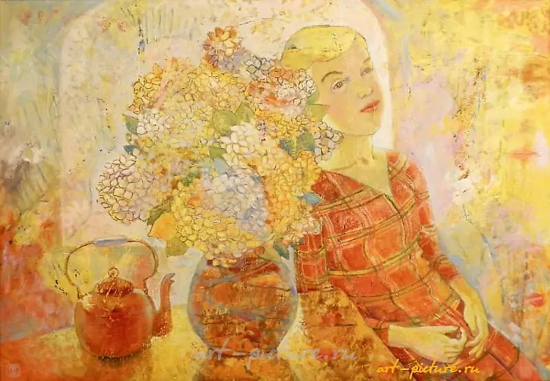 "Hydrangea oil, canvas"