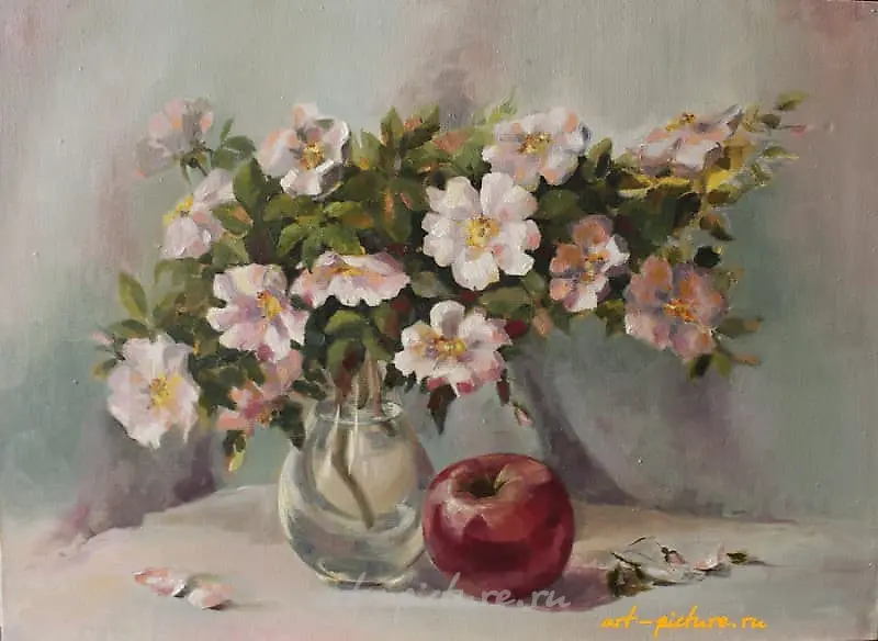 Шиповник масло, холст 
