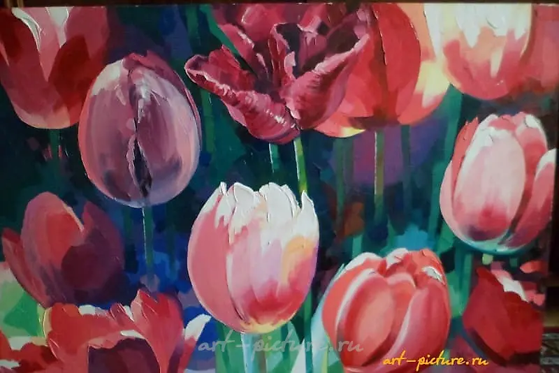 郁金香 油画，画布