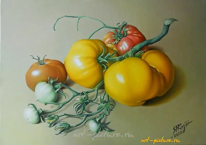 Жёлтые помидоры холст, масло 