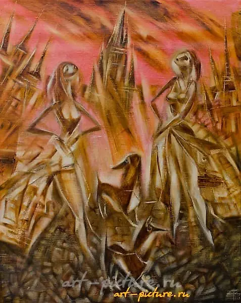 公狗和母狗 油画，画布