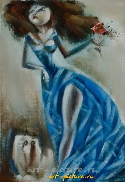 《带狗的女士》，油画，画布