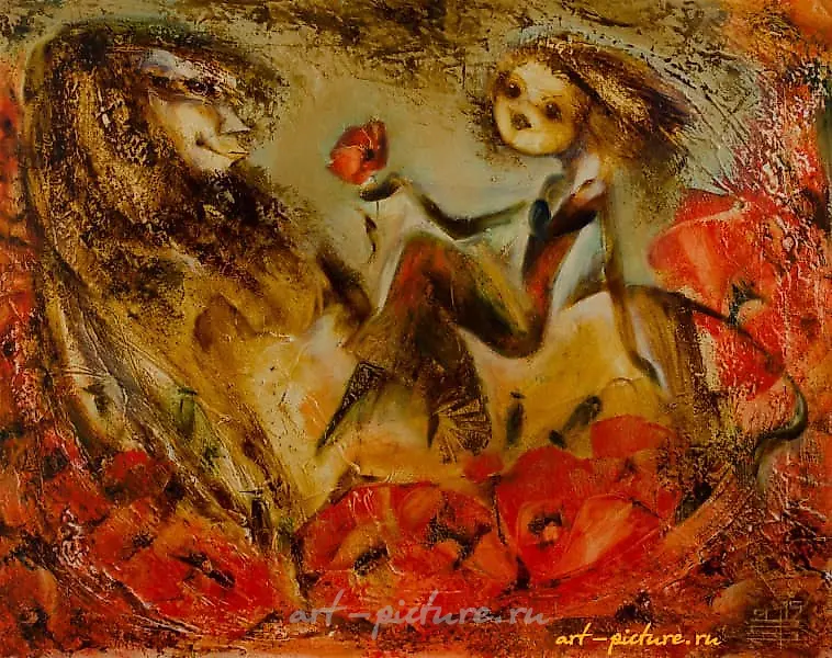 花卉画安纽塔 油画，画布