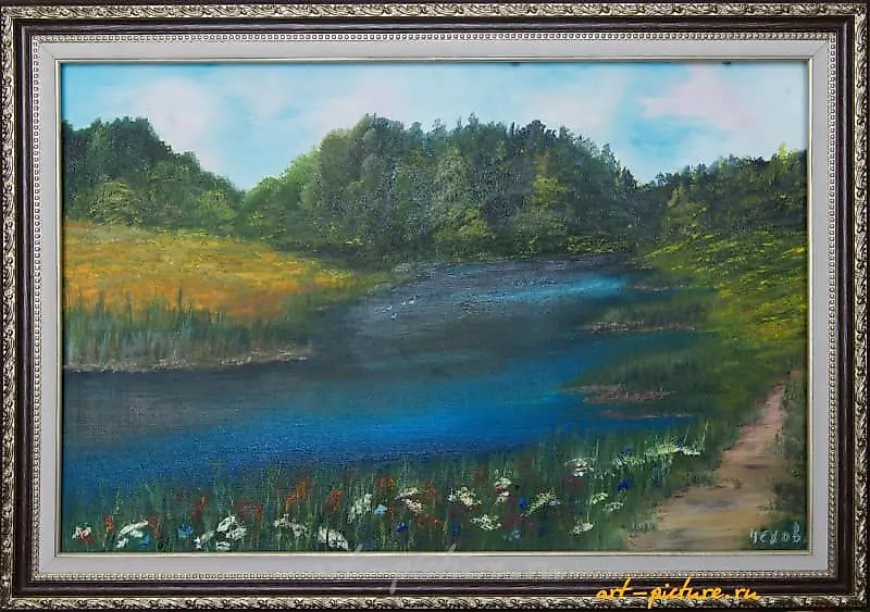 Лесное озеро масло, холст, смешанная техника 